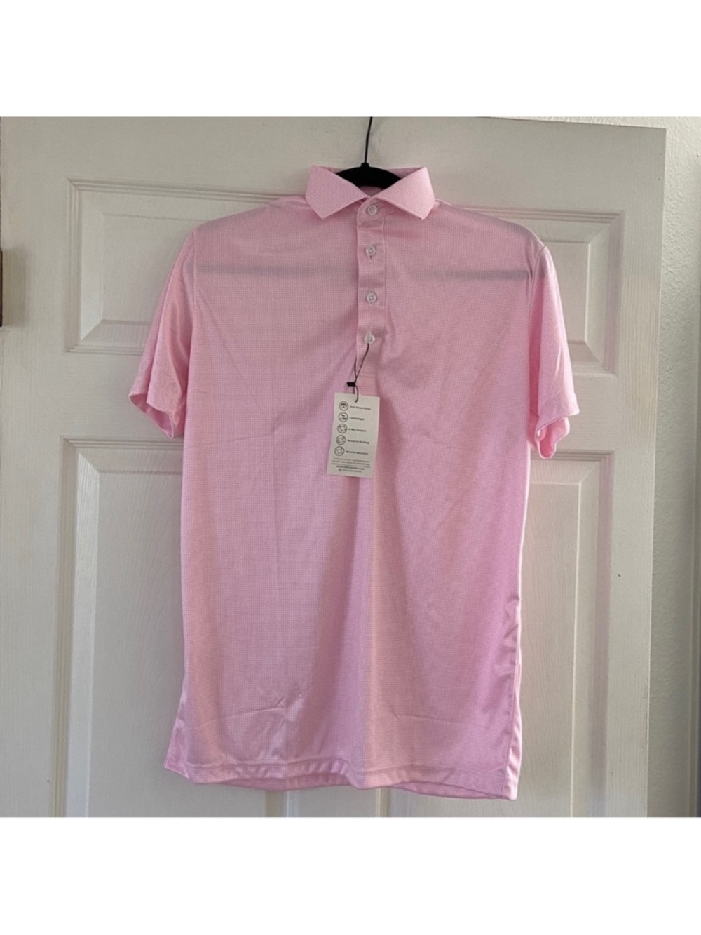 NWT Collars & Co. Semi-Spread Collar Polo Vantage Pink Mens Size Small